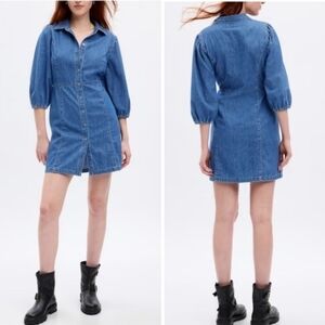 XXLT GAP Organic Cotton Blue Denim Button-Up Dress